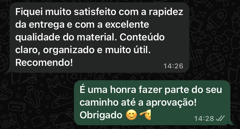Aluno destaca a rapidez da entrega e a qualidade do material