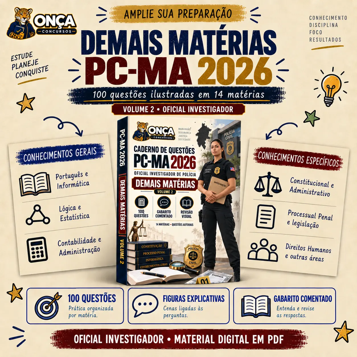 Caderno de questões PC-MA 2026 das demais matérias, volume 2